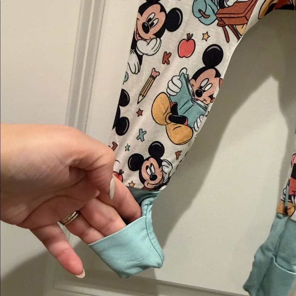 Mickey at school Bamboo Kids One Piece Footie NWT size 6-12 months